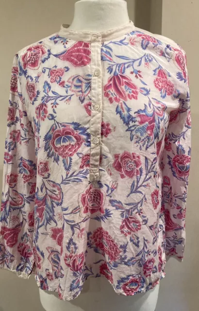 Isabel Marant Etoile SZ 42/10 HECTOR White Floral Cotton & Silk Tunic Top #5033