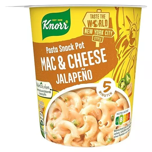 8x62g pasta Knorr Taste the World Pasta Snack Mac & Cheese Jalapeño NUOVO MHD 9/24