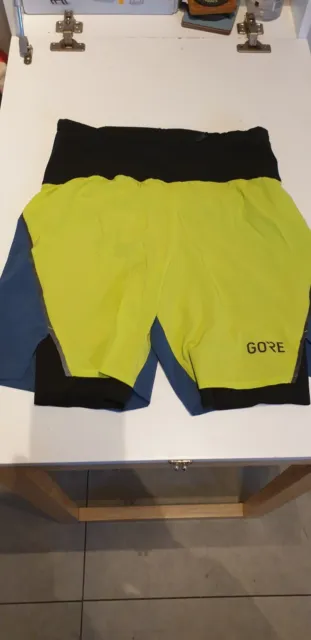 GORE WEAR R7 2in1 Men's Running Shorts, Medium, Yellow/Blue