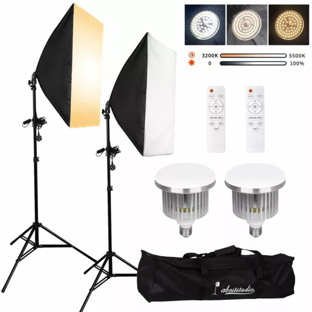 Photography Studio Dimmable LED Softbox Lighting Photo Soft Box Light Stand Kit