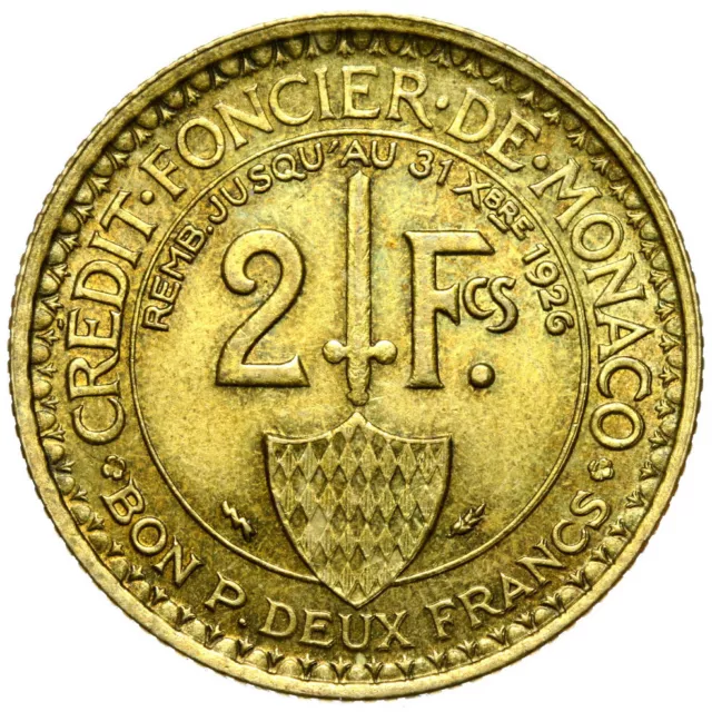 Monaco - Louis II. - Münze - 2 Francs Franken 1924 - ERHALTUNG !