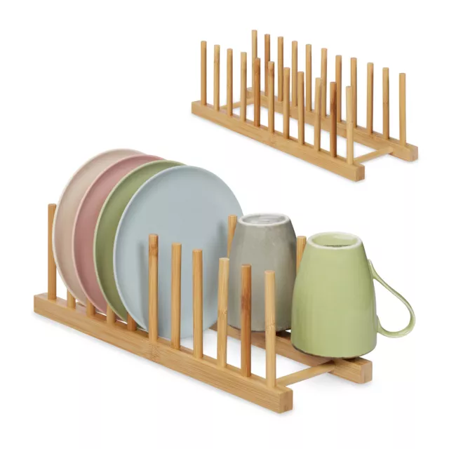 Escurreplatos juego 2 Secavajilla bambú Soporte tablas de picar Secador platos