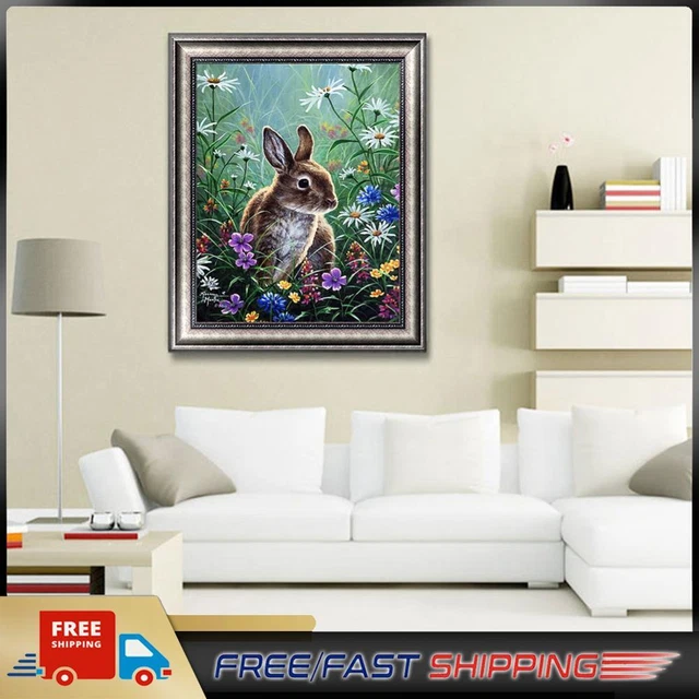 5D DIY Crystal Mosaic Kits Rabbit Diamond Art Painting Kits for Home Wall Decor