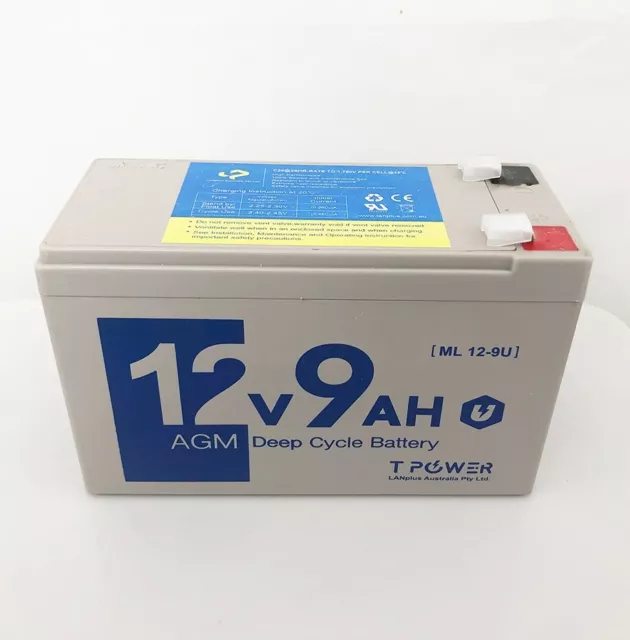 Tpower 12V 9Ah SLA AGM Battery for UPS Home Alarm Toy Car NBN Auto Gate