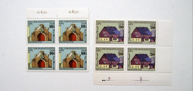 Satz Vierer ZusDruck-Paar DDR 1975 Tag der Philatelisten postfrisch Mi:2094-2095