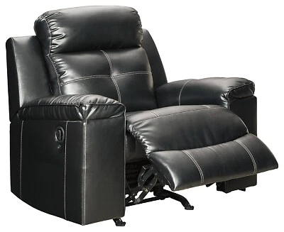 Signature Design By Ashley Kempten Modern Faux Leather Rocker Recliner, Black...