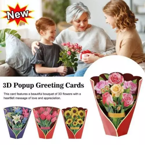Pop Up Karte große 3D Blumenstrauß helle Farben Muttertag Geburtstagskarte
