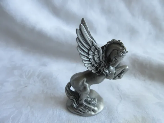 Vintage Small 1982 Hudson Fine Pewter Pegasus Figurine, Great Detail
