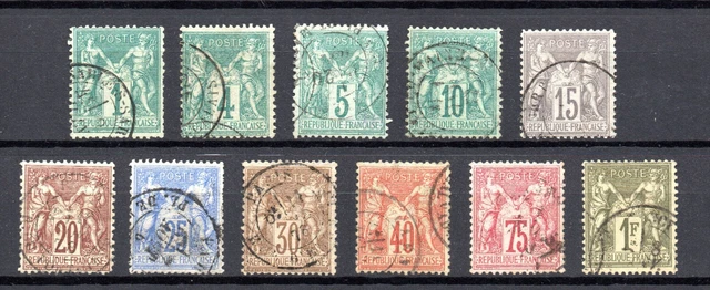 timbre France  oblitéré Sage N/B série  côte 674€