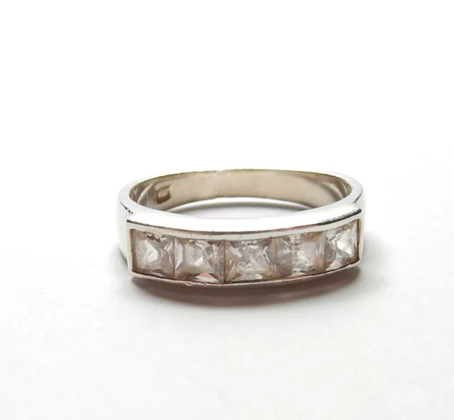 Silver CZ Eternity Ring Baguette Cubic Zirconia 925 Sterling 3g