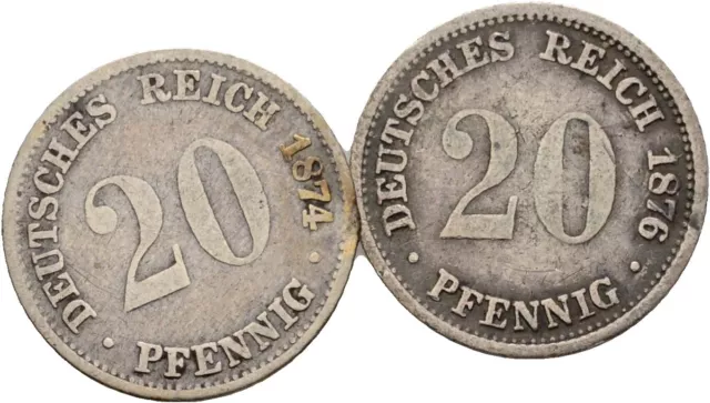 Deutsches Reich 20 Pfennig 2 Stück Silber Original #BAT131