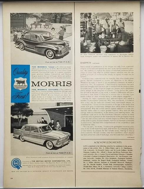 1959 BMC British Motor Corp Morris 1000 Oxford Vintage Print Ad