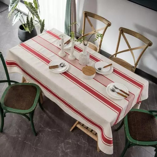 Retro Stripe  Home Decoration Dining Linen Tablecloth Christmas Table Cover