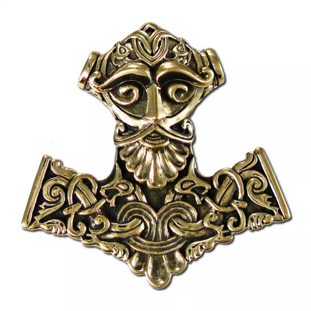 Bronze Thors Hammer Mjolnir Pendant Dryad Design | Asatru Norse Viking Runes