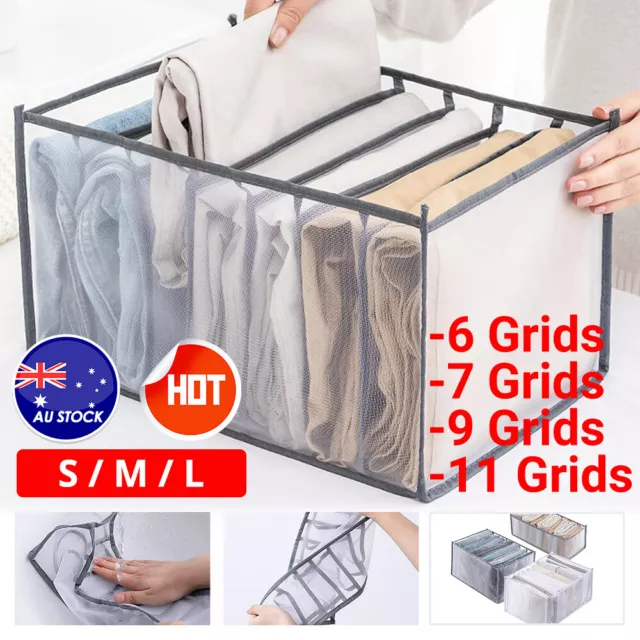 7-11 Grids Mesh Storage Box Closet Wardrobe Drawer Divider Clothes Organizer