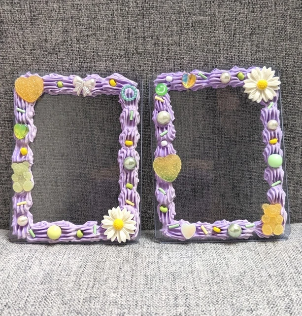Violet Creamy Decoden/Decorated Toploader Frame/Kpop Photocard Sleeve 2pack Set