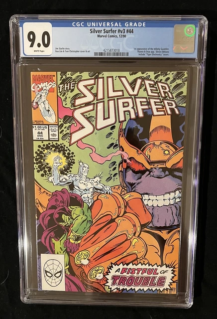 Silver Surfer Vol 3 #44 CGC 9.0🔥Thanos -1st appearance Infinity Gauntlet 🔑