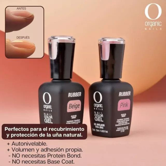 Rubber Pink y beigh Organic nails Nails 15 ml