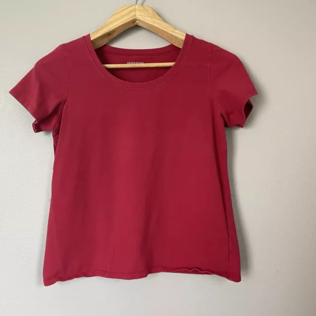 Eileen Fisher Organic Cotton Tee Radish Red Stretch Jersey Scoop Neck Top Size M