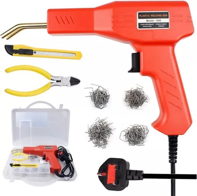 Hot Stapler Gun 200 Staples Plastic Repair Car Bumper Welding Welder Machine Kit