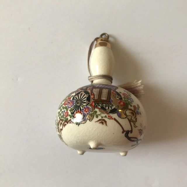 Vintage Asian 3.75” Tall Bottle with Cork & Tassel ~ Made In Japan