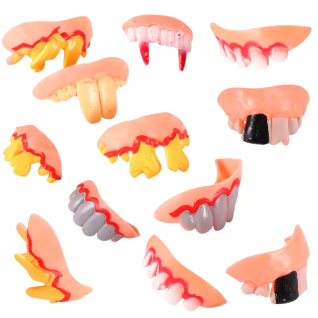 12 Pcs DIY Vampire Fangs Halloween Teeth Prop Dentures Funny