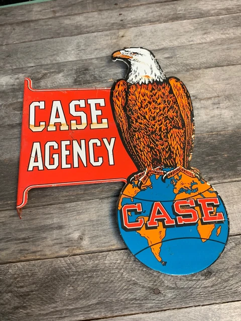 Vintage Case Agency Gasoline Porcelain Gas Service Station Oil Pump Plate Sign
