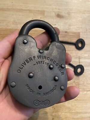 Oliver Winchester Blacksmith Padlock Lock Key Set Gunsmith Cast Iron 1.5+ POUNDS