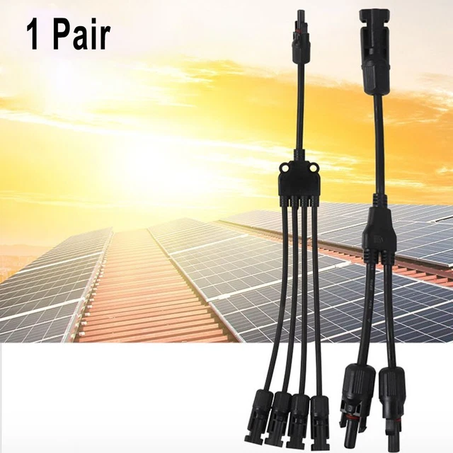 1 Pair Solar PV Panel Y Branch PV Male Connector Female Adapter Cable Connector
