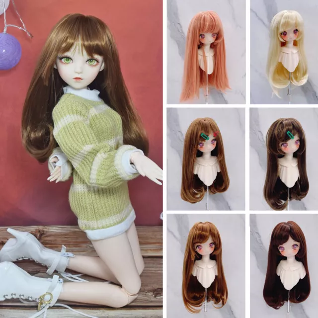 BJD Dolls Wigs Straight Curly Hair with Bangs for 1/3 1/4 1/6 BJD Doll 5 Colors
