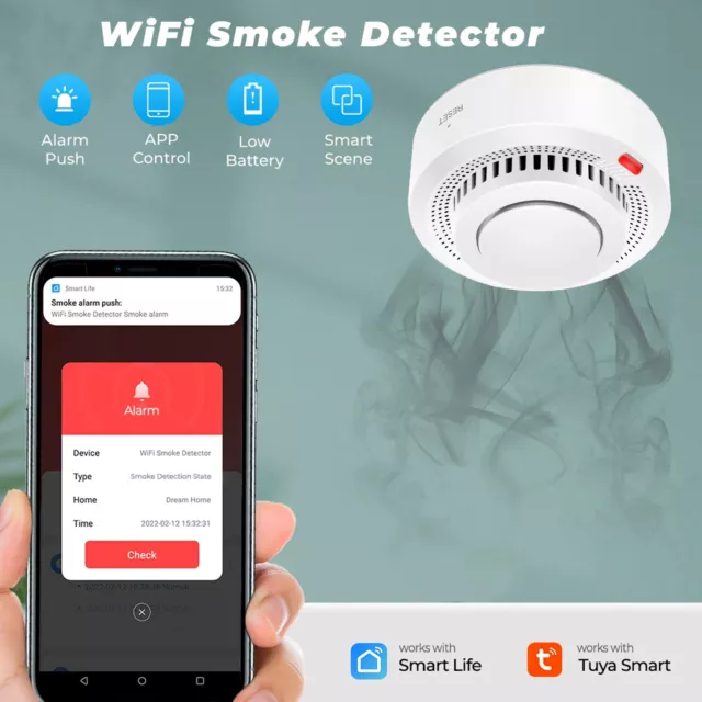 Rauchmelder Wi-Fi WLAN Feuermelder App-Benachrichtigung Brandmelder Feueralarm 3