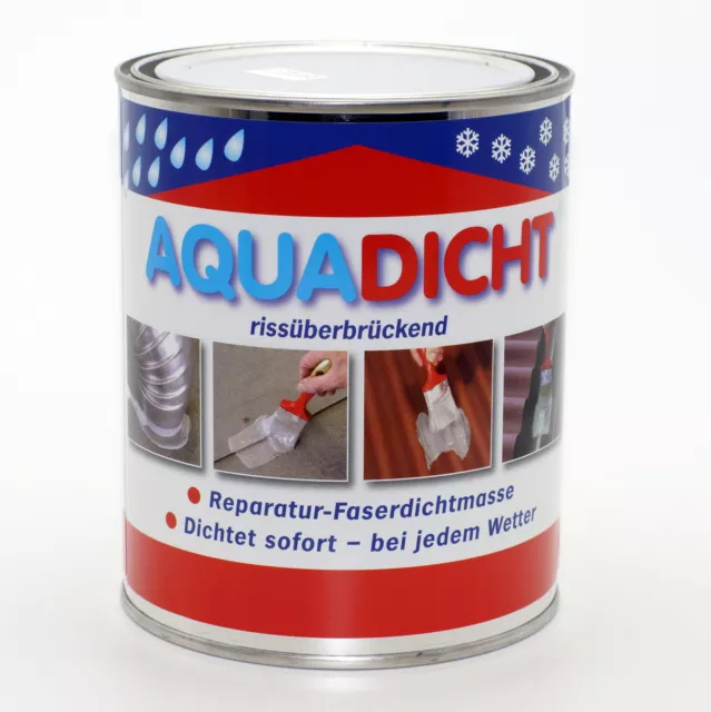 (13,95€/L) AQUA-DICHT, grau (1 Liter) Reparatur-Dichtmasse, faserverstärkt