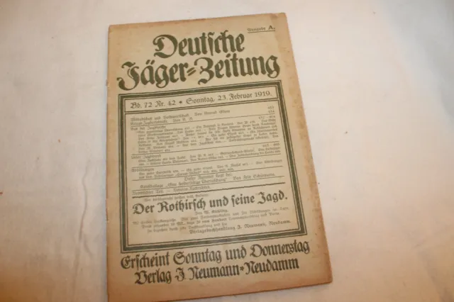 DEUTSCHE JÄGER ZEITUNG 1919-HEFT Nr-42