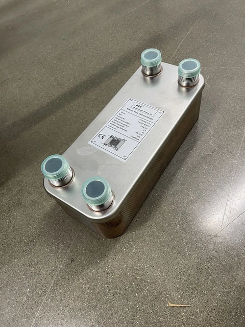 30-Plate Heat Exchanger, 1" MNPT ports, 4-1/4" x 12"
