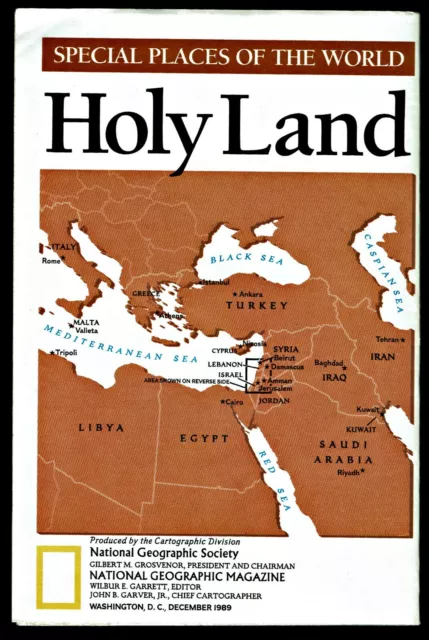 1989-12 December HOLY LAND JERUSALEM SPECIAL PLACE National Geographic Map - A3+