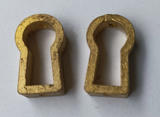2x Vintage Solid Brass Insert Keyhole Cover Escutcheon