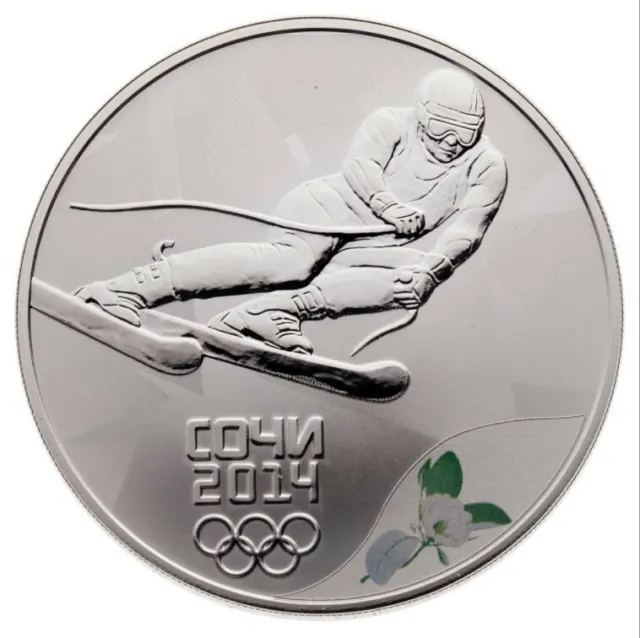 2014 3 Roubles Sochi Winter Olympics: Alpine Skiing - Sterling Silver Coin
