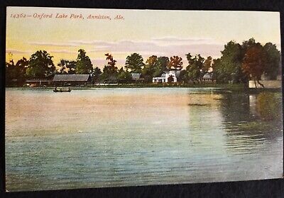 Oxford Lake Park Boat Houses Anniston Alabama AL c1900s Red Letter Postcard