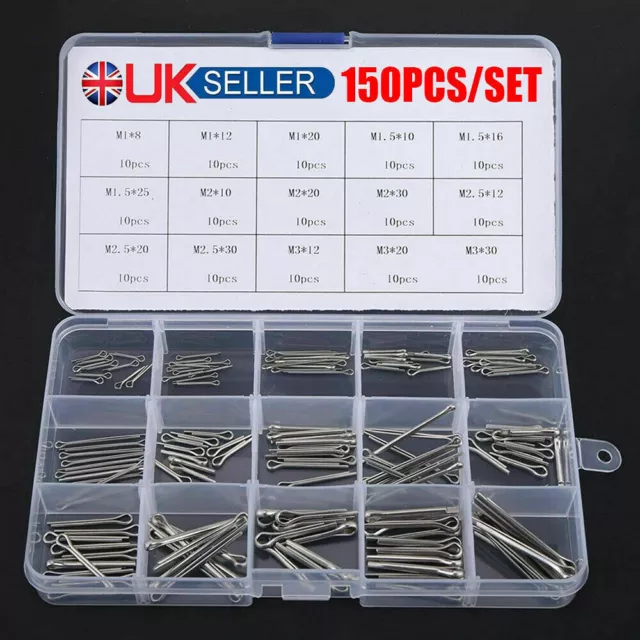 150Pcs Split-Pins / Split Cotter Pins Stainless Steel A2-Marine Grade (304) UK