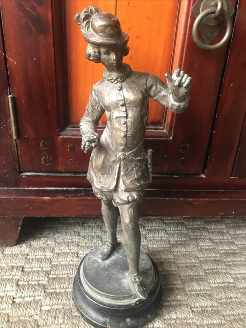 Ancienne Statue Cycliste En Fer - Courses Cyclistes - Belle Patine - H 23 Cm L 27 Cm - Période 1940-1960