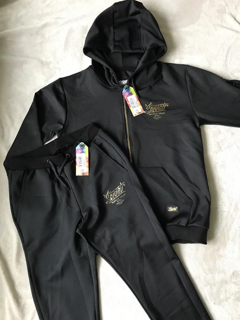BOYS BLACK Gold Sonneti Tracksuit Age 12-13 Years BNWT