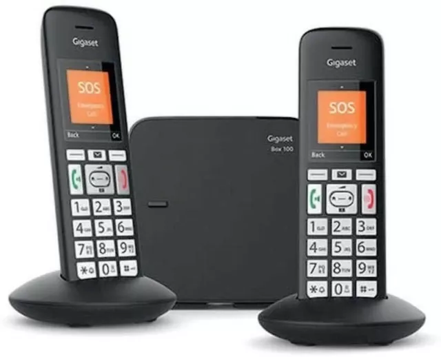 Téléphone Fixe Senior DECT Doro PhoneEasy 100W, Son amplifié et Compatible  Appareils Auditifs - Noir - Français