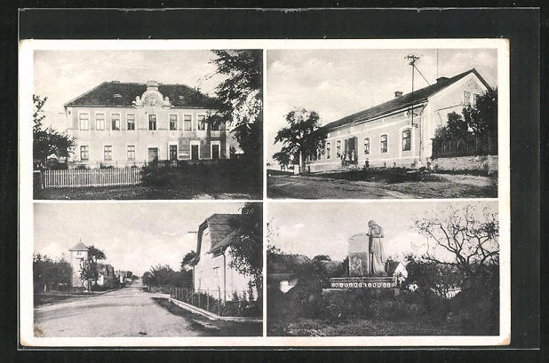 Horka, Straßenpartie im Ort, Denkmal, Gebäude, Ansichtskarte - bei Bartko-Reher