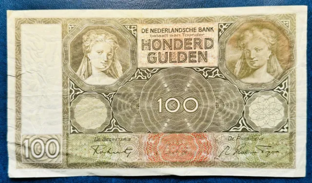 100 Gulden 09.05.1941 Niederlande Banknote DZ 068687 JR, MMT P#51 K230124A0