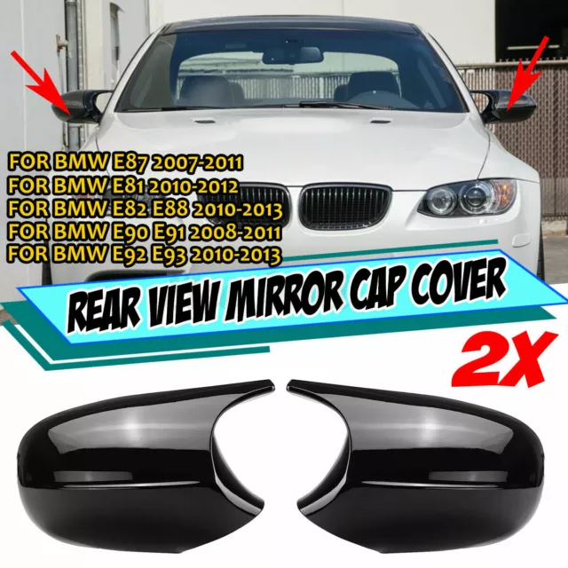 Gloss Black Door Wing Mirror Cover Cap For BMW E81 E87 E90 E91 E92 E93 LCI 08-13