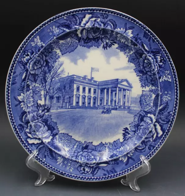 C1900 Wedgwood Etruria Blue Transfer Decorative Plate The White House