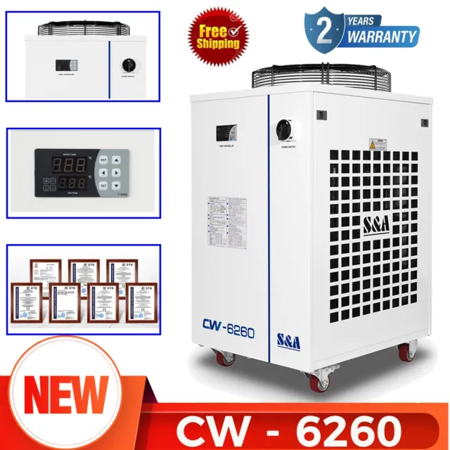 S&A CW-6260 Laser Water Chiller CO2 Laser Engraver Cutter Welder AC 1P