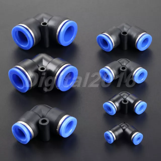 5PCS Pneumatic Push in Fitting Air Connector Hose Tube 90 Degree Elbow 4mm-16mm