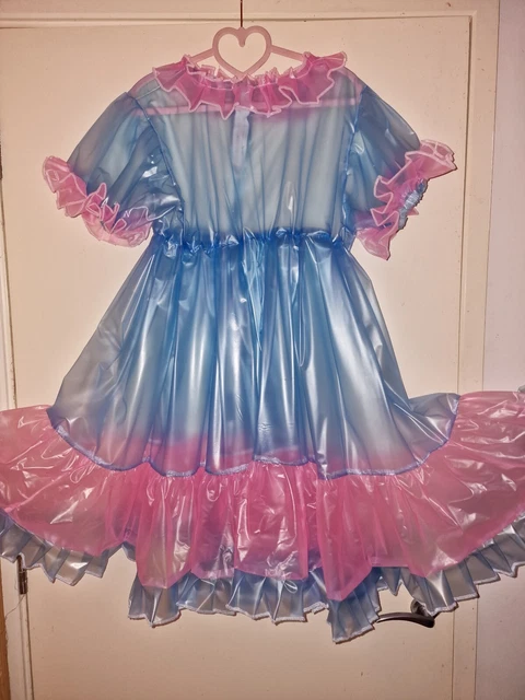 blue ruffle shoulder dress Plus Size PVC Dress with Gloves – Laidtex
