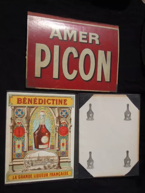 Porte menu publicitaire Picon & Benedictine la grande liqueur française Buvards